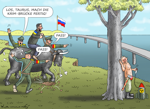 Cartoon: BUNDESWEHR SUPER GAU (medium) by marian kamensky tagged bundeswehr,super,gau,taurus,putin,ukraine,krieg,bundeswehr,super,gau,taurus,putin,ukraine,krieg