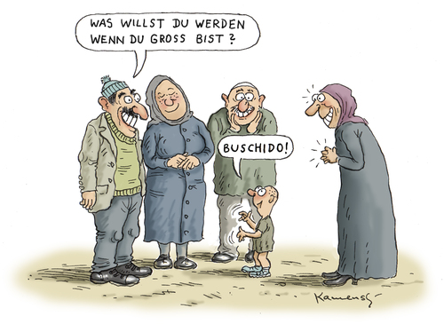 Cartoon: Buschido (medium) by marian kamensky tagged buschido,rap,kriminalität,drogen,zuhälterei,maffia,buschido,rap,kriminalität,drogen,zuhälterei,mafia