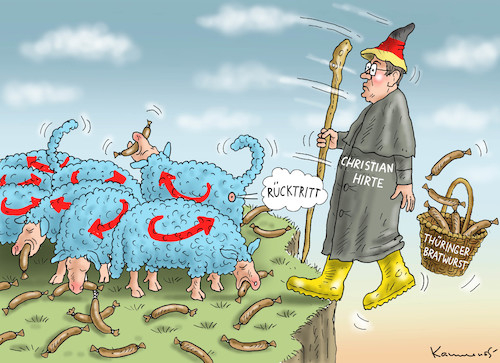 Cartoon: CHRISTIAN HIRTE TRITT ZURÜCK (medium) by marian kamensky tagged merkel,seehofer,unionskrise,csu,cdu,flüchtlinge,gauland,merz,afd,akk,spahn,pegida,hutbürger,höcke,führer,wahlen,thüringen,kemmerich,christian,hirte,merkel,seehofer,unionskrise,csu,cdu,flüchtlinge,gauland,merz,afd,akk,spahn,pegida,hutbürger,höcke,führer,wahlen,thüringen,kemmerich,christian,hirte