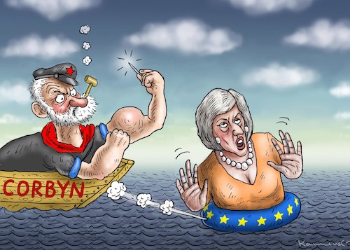 Cartoon: CORBYN VERSUS MAY (medium) by marian kamensky tagged theresa,may,putin,sergei,skripal,novichok,russia,kgb,poison,attack,england,agents,brexit,iss,raumfahrt,alexander,gerst,corbyn,theresa,may,putin,sergei,skripal,novichok,russia,kgb,poison,attack,england,agents,brexit,iss,raumfahrt,alexander,gerst,corbyn