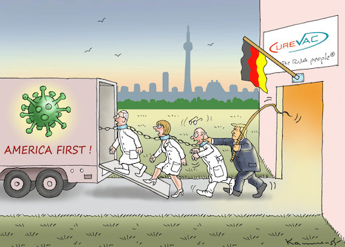 Cartoon: CORONA-IMPFSTOFF NUR FÜR DIE USA (medium) by marian kamensky tagged brexit,theresa,may,england,eu,schottland,weicher,wahlen,boris,johnson,nigel,farage,ostern,seidenstrasse,xi,jinping,referendum,trump,monsanto,bayer,glyphosa,strafzölle,corbyn,brexit,theresa,may,england,eu,schottland,weicher,wahlen,boris,johnson,nigel,farage,ostern,seidenstrasse,xi,jinping,referendum,trump,monsanto,bayer,glyphosa,strafzölle,corbyn