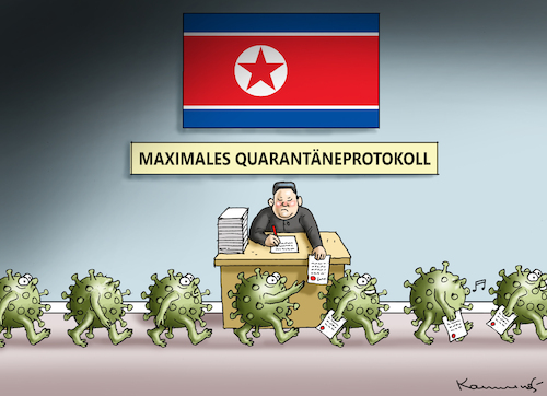 Cartoon: CORONA AUCH IN NORDKOREA (medium) by marian kamensky tagged curevac,testzentren,corona,impfung,pandemie,booster,omikron,impfpflicht,curevac,testzentren,corona,impfung,pandemie,booster,omikron,impfpflicht