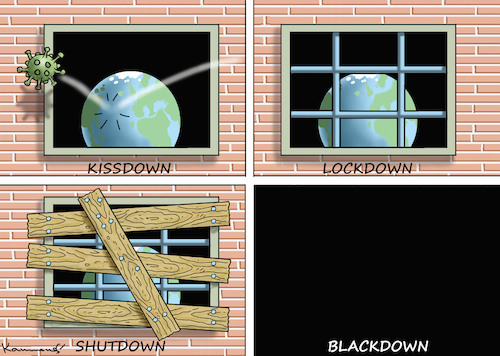 Cartoon: CORONA BLACKDOWN (medium) by marian kamensky tagged coronavirus,epidemie,gesundheit,panik,stillegung,trump,pandemie,coronavirus,epidemie,gesundheit,panik,stillegung,trump,pandemie