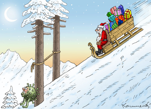 Cartoon: CORONA LOCKDOWN (medium) by marian kamensky tagged coronavirus,epidemie,gesundheit,panik,stillegung,george,floyd,twittertrump,pandemie,weihnachten,santa,klaus,coronavirus,epidemie,gesundheit,panik,stillegung,george,floyd,twittertrump,pandemie,weihnachten,santa,klaus