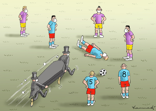 Cartoon: CORONALER FUSSBALL (medium) by marian kamensky tagged coronavirus,epidemie,gesundheit,panik,stillegung,trump,pandemie,coronavirus,epidemie,gesundheit,panik,stillegung,trump,pandemie