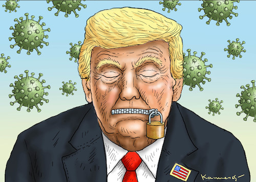 Cartoon: CORONALER MAULSCHUTZ (medium) by marian kamensky tagged coronavirus,epidemie,gesundheit,panik,stillegung,trump,pandemie,coronavirus,epidemie,gesundheit,panik,stillegung,trump,pandemie