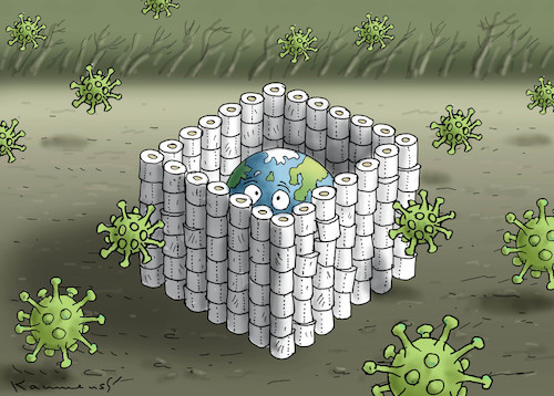 Cartoon: CORONAVIRUS-KRIEG (medium) by marian kamensky tagged coronavirus,epidemie,gesundheit,panik,stillegung,trump,pandemie,coronavirus,epidemie,gesundheit,panik,stillegung,trump,pandemie