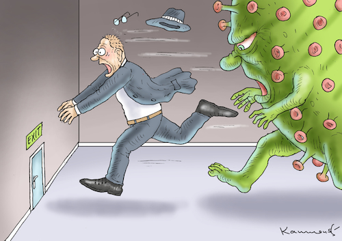 Cartoon: COVID-EXIT (medium) by marian kamensky tagged coronavirus,epidemie,gesundheit,panik,stillegung,trump,pandemie,coronavirus,epidemie,gesundheit,panik,stillegung,trump,pandemie