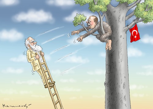 Cartoon: DARWIN BESUCHT ERDOGAN (medium) by marian kamensky tagged darwin,besucht,erdogan,evolutionstheorie,darwin,besucht,erdogan,evolutionstheorie