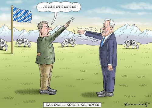 Cartoon: DAS DUELL SÖDER-SEEHOFER (medium) by marian kamensky tagged das,duell,söder,seehofer,csu,bayern,das,duell,söder,seehofer,csu,bayern