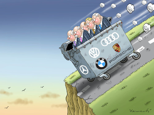 Cartoon: DAS KARTELL (medium) by marian kamensky tagged bmw,porsche,vw,audi,daimler,das,kartell,bmw,porsche,vw,audi,daimler,das,kartell