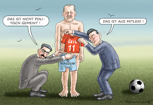 Cartoon: DAS WAR AUS MITLEID ! (medium) by marian kamensky tagged özil,gündogan,erdogan,akp,propaganda,özil,gündogan,erdogan,akp,propaganda