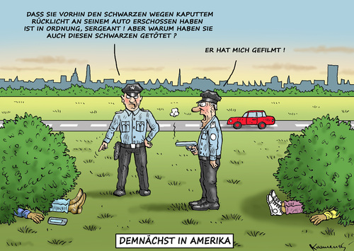 Cartoon: DEMNÄCHST IN AMERIKA (medium) by marian kamensky tagged phoenix,usa,tötung,eines,schwarzen,rassismus,phoenix,usa,tötung,eines,schwarzen,rassismus