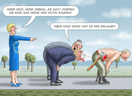 Cartoon: DER ALLMÄCHTIGE KING DONG (medium) by marian kamensky tagged orban,will,weiter,putins,gas,kaufen,orban,will,weiter,putins,gas,kaufen