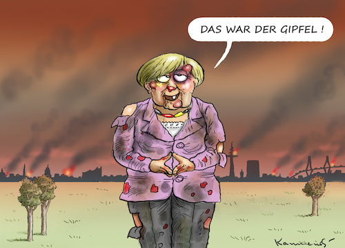 Cartoon: Der Gipfel (medium) by marian kamensky tagged g20,in,hamburg,welcome,to,hell,g20,in,hamburg,welcome,to,hell