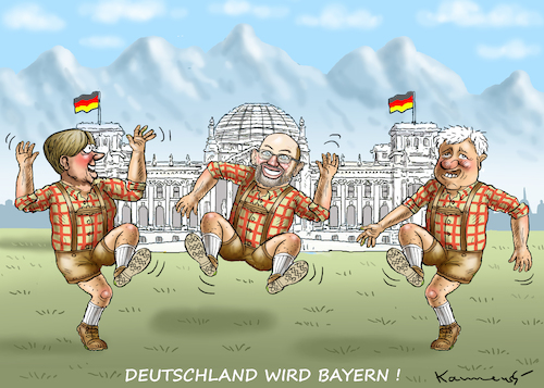 Cartoon: DEUTSCHLAND WIRD BAYERN (medium) by marian kamensky tagged jamaika,gespräche,lindner,merkel,seehofer,özdemir,sondierungsgespräche,schulz,kenia,koalition,groko,jamaika,gespräche,lindner,merkel,seehofer,özdemir,sondierungsgespräche,schulz,kenia,koalition,groko