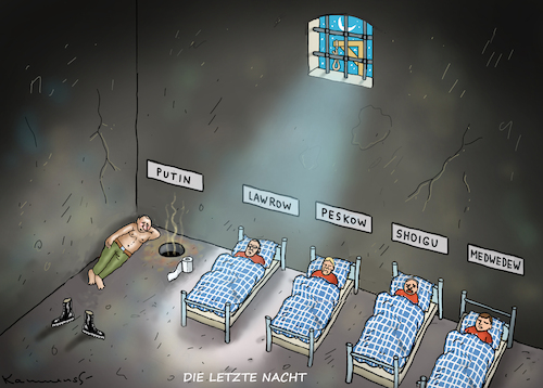 Cartoon: DIE LETZTE NACHT (medium) by marian kamensky tagged putins,bescherung,ukraine,provokation,swift,nato,osterweiterung,putins,bescherung,ukraine,provokation,swift,nato,osterweiterung