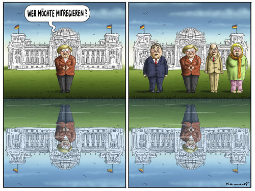 Cartoon: Die Mitregierenden (medium) by marian kamensky tagged angela,merkel,neuland,twitter,facebook,obama,nsa,usa,internet,soziale,netzwerke,prism,tempora,putin,wahlen,syrieneinsatz,assad,chemische,waffen,syrienerklärung,koalition,spd,sie,linke,fregor,gysi,claudia,roth,angela,merkel,neuland,twitter,facebook,obama,nsa,usa,internet,soziale,netzwerke,prism,tempora,putin,wahlen,syrieneinsatz,assad,chemische,waffen,syrienerklärung,koalition,spd,sie,linke,fregor,gysi,claudia,roth