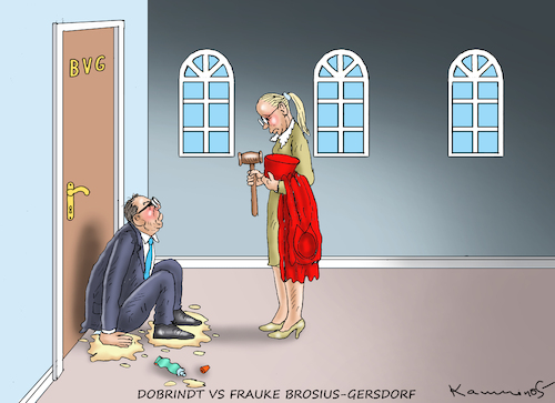 Cartoon: Dobrindt vs Brosius-Gersdorf (medium) by marian kamensky tagged dobrindt,frauke,brosius,gersdorf,dobrindt,frauke,brosius,gersdorf