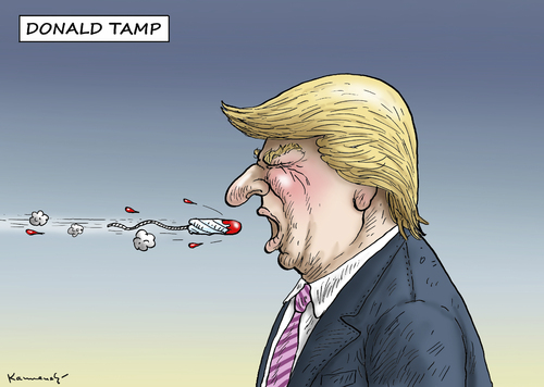 Cartoon: DONALD TAMP (medium) by marian kamensky tagged präsident,donald,trump,repiblikaner,präsidentenwahl,in,amerika,präsident,donald,trump,repiblikaner,präsidentenwahl,in,amerika