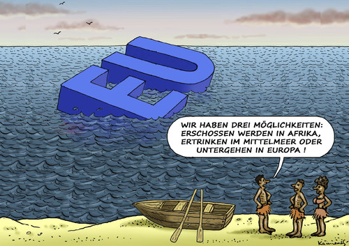 Cartoon: DREI UNMÖGLICHKEITEN (medium) by marian kamensky tagged mittelmeer,bootsflüchtlinge,afrika,schlepper,mittelmeer,bootsflüchtlinge,afrika,schlepper