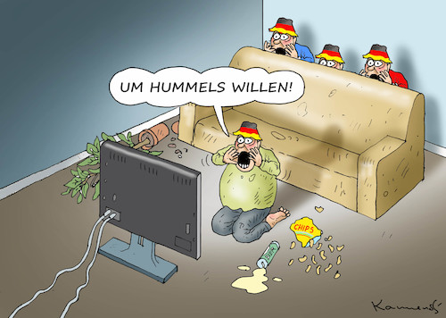 Cartoon: EIGENTOR (medium) by marian kamensky tagged mat,hummel,falsch,beraten,fussbal,frankrech,deutschland,mat,hummel,falsch,beraten,fussbal,frankrech,deutschland