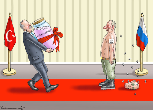 Cartoon: ERDOGAN BESUCHT PUTIN (medium) by marian kamensky tagged putin,prigoschin,und,shoigu,erdogan,besucht,putin,prigoschin,und,shoigu,erdogan,besucht