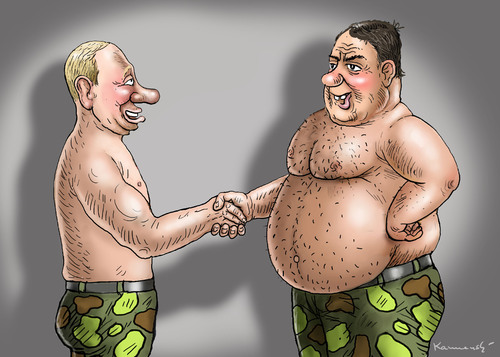 Cartoon: ERZBENGEL GABRIEL TRIFFT PUTLER (medium) by marian kamensky tagged putinversteher,steinmeier,gabriel,putin,krimm,putinversteher,steinmeier,gabriel,putin,krimm