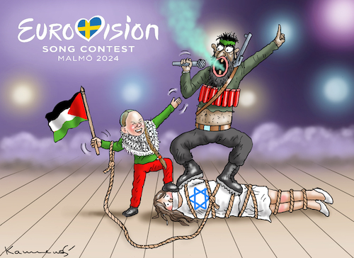 Cartoon: ESC MIT GRETA HAMAS THUNBERG (medium) by marian kamensky tagged esc,mit,greta,hamas,thunberg,esc,mit,greta,hamas,thunberg