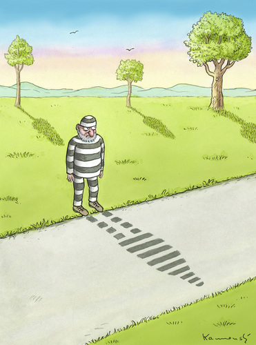 Cartoon: Escapee (medium) by marian kamensky tagged humor,gefängnis,insasse,gefangener,knast,kriminalität,freiheit,gefangenschaft
