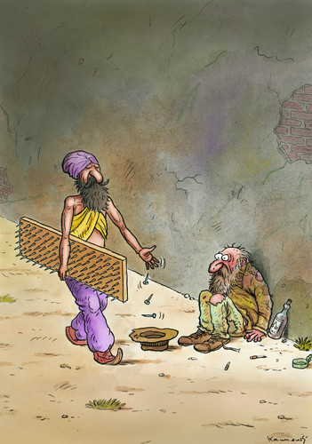 Cartoon: Fakir Donation (medium) by marian kamensky tagged humor,illustration,fakir,arm,armut,spende