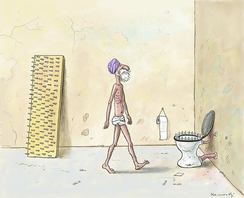 Cartoon: Fakir WC (medium) by marian kamensky tagged humor,toilette,klo,bad,fakir,schmerz,kultur