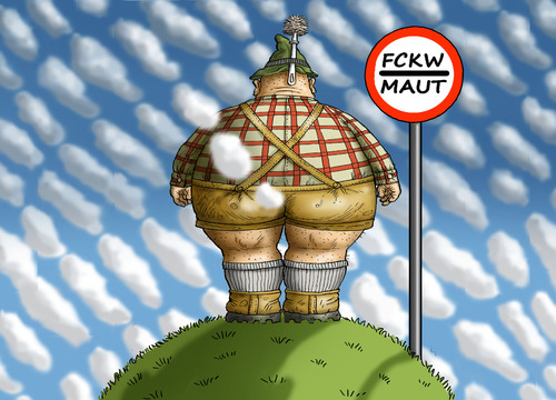 Cartoon: FCKW Maut (medium) by marian kamensky tagged pke,maut,fckw,bayern,seehofer,scu,cdu,pke,maut,fckw,bayern,seehofer,scu,cdu