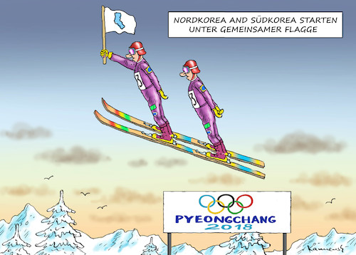 Cartoon: FEINDE UNTER SICH (medium) by marian kamensky tagged putin,in,pyonyang,2018,olympische,winterspiele,putin,in,pyonyang,2018,olympische,winterspiele