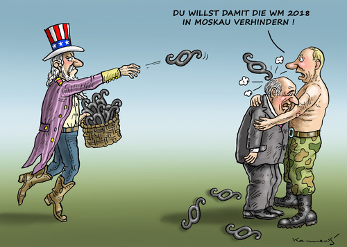 Cartoon: FIFA PUTIN UNCLE SAM (medium) by marian kamensky tagged fifa,putin,uncle,sam,wm,2018,in,moskau,fifa,putin,uncle,sam,wm,2018,in,moskau