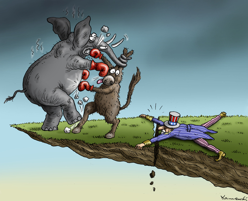 Cartoon: Fiscal cliff (medium) by marian kamensky tagged usa,haushaltsdefizit,tea,party,obama,care,republikaner,staatspleite,usa,haushaltsdefizit,tea,party,obama,care,republikaner,staatspleite