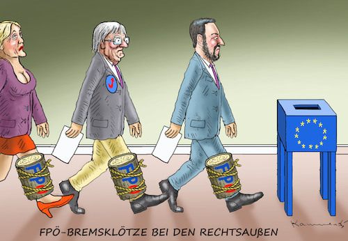 Cartoon: FPÖ-BREMSKLÖTZE BEI DEN RECHTSAU (medium) by marian kamensky tagged kkk,monarchie,babis,strache,kurz,orban,kopftuchverbot,populismus,kazsynski,ungarn,pressefreiheit,juncker,soros,kaczinski,ibiza,kkk,monarchie,babis,strache,kurz,orban,kopftuchverbot,populismus,kazsynski,ungarn,pressefreiheit,juncker,soros,kaczinski,ibiza