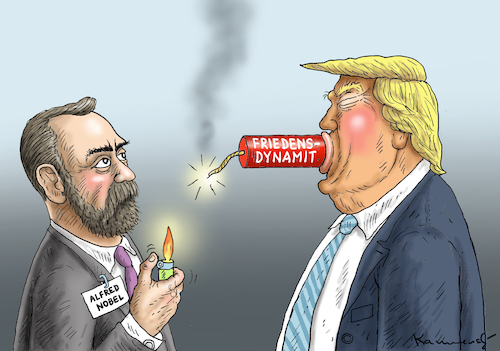 Cartoon: FRIEDENSDYNAMIT (medium) by marian kamensky tagged obama,trump,präsidentenwahlen,usa,baba,vanga,republikaner,inauguration,demokraten,nobelpreis,2018,wikileaks,faschismus,obama,trump,präsidentenwahlen,usa,baba,vanga,republikaner,inauguration,demokraten,nobelpreis,2018,wikileaks,faschismus