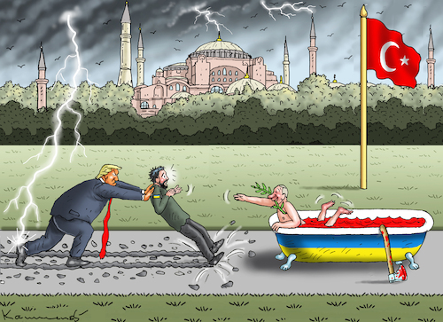Cartoon: FRIEDENSGESPRÄCHE IN ISTANBUL (medium) by marian kamensky tagged friedensgespräche,in,istanbul,trump,putin,selensky,ukraine,friedensgespräche,in,istanbul,trump,putin,selensky,ukraine