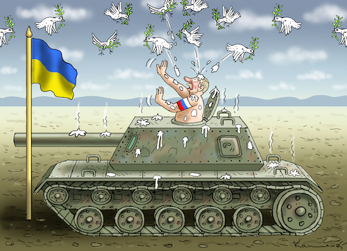 Cartoon: FRIEDENSTAUBENANGRIFF (medium) by marian kamensky tagged putins,bescherung,ukraine,provokation,nato,osterweiterung,putins,bescherung,ukraine,provokation,nato,osterweiterung