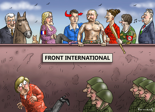 Cartoon: FRONT INTERNATIONAL (medium) by marian kamensky tagged eu,flüchtlinge,asyl,politik,willkommenskultur,terrorismus,heidenau,horst,seehofer,bayern,eu,flüchtlinge,asyl,politik,willkommenskultur,terrorismus,heidenau,horst,seehofer,bayern