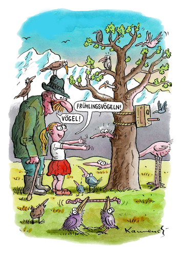 Cartoon: Frühlingsvögel (medium) by marian kamensky tagged frühling,frühling
