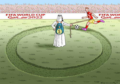 Cartoon: FUSSBALLSKLAVEREI (medium) by marian kamensky tagged fussball,wm,katar,fifa,fussball,wm,katar,fifa