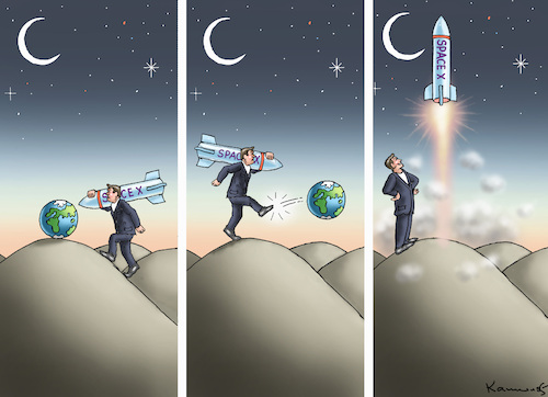 Cartoon: GAMEBOY MUSK (medium) by marian kamensky tagged gameboy,musk,space,gameboy,musk,space