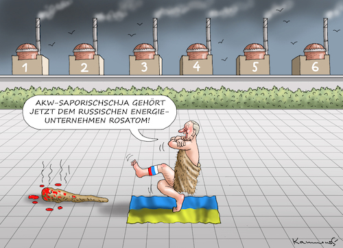 Cartoon: GLÜCKLICHES ATOMSTEINZEITALTER! (medium) by marian kamensky tagged putins,bescherung,ukraine,provokation,swift,nato,osterweiterung,saporischschja,akw,putins,bescherung,ukraine,provokation,swift,nato,osterweiterung,saporischschja,akw