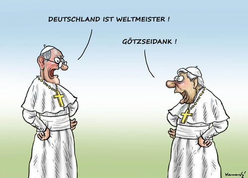 Cartoon: Götzseidank Weltmeister (medium) by marian kamensky tagged fifa,wm,brasilien,katar,korruption,fussball,sepp,blatter,papst,franziskus,fifa,wm,brasilien,katar,korruption,fussball,sepp,blatter,papst,franziskus