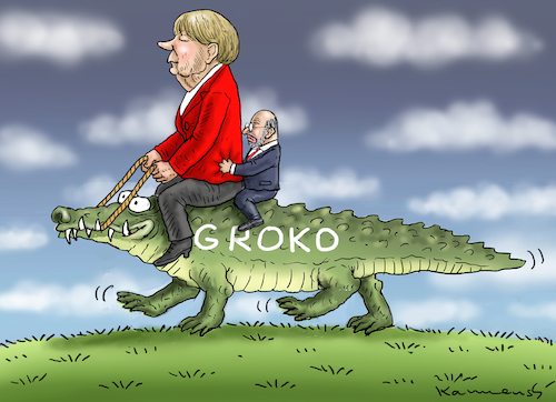 Cartoon: GROKOHOCHZEITSREISE (medium) by marian kamensky tagged merkel,versus,schulz,wahlkampf,2017,tv,duell,spd,cdu,oppermann,groko,gauland,afd,merkel,versus,schulz,wahlkampf,2017,tv,duell,spd,cdu,oppermann,groko,gauland,afd