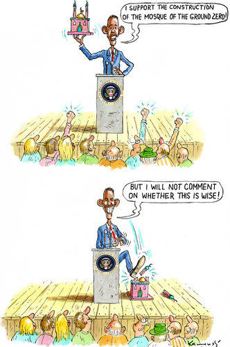 Cartoon: Ground Zero Mosque (medium) by marian kamensky tagged ground,tero,mosque,new,york,usa,obama,islam