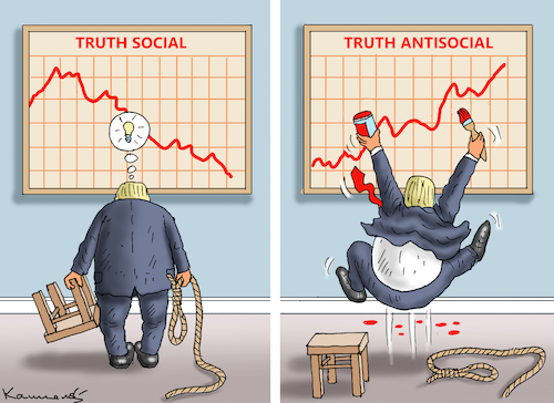 Cartoon: HAPPY ANTISOCIAL (medium) by marian kamensky tagged demokratie,in,gefahr,trump,ukraine,putin,truth,social,demokratie,in,gefahr,trump,ukraine,putin,truth,social