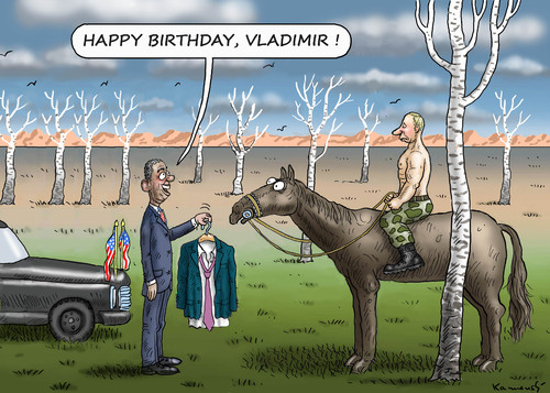 Cartoon: HAPPY BIRTHDAY VLADIMIR (medium) by marian kamensky tagged eu,flüchtlinge,asyl,politik,willkommenskultur,terrorismus,heidenau,viktor,orban,blutmond,horst,seehofer,assad,bayern,eu,flüchtlinge,asyl,politik,willkommenskultur,terrorismus,heidenau,viktor,orban,blutmond,horst,seehofer,assad,bayern